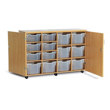 GALT Lockable Quad Combi Unit - 14 Trays - Mobile - Clear