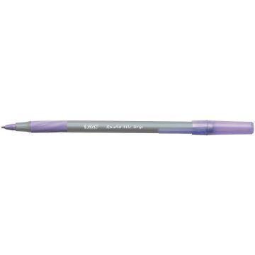 BIC Round Stic Grip Ballpoint Pen Purple - Pack of 40