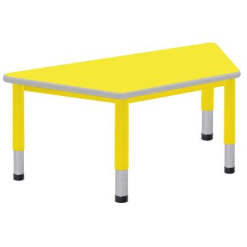 Harlequin Trapezoidal Height Adjustable Steel Classroom Table - 1200 x 600 x 400 to 640mm - Yellow