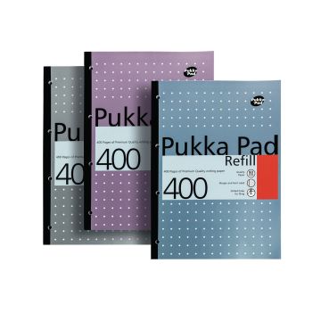 Pukka Pad Metallic Refill Pads - A4 - 400 pages - 8mm Lined Margin 4 Hole - Pack of 6