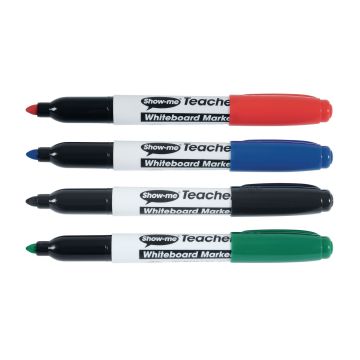 Show-me TEACHER Dry Wipe Pen Bullet Tip Assorted - Pack of 4