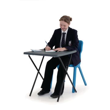 Titan Square Foldable Fold Away Exam Desk - 600 x 600 x 710mm - Charcoal