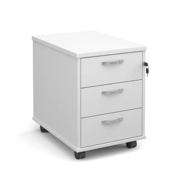 3 Drawer Mobile Pedestal - White