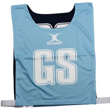 Gilbert Reversible Netball Bib - Sky/Navy - M - Pack of 7