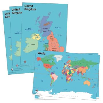 World and UK Deskmaps - Pack of 30