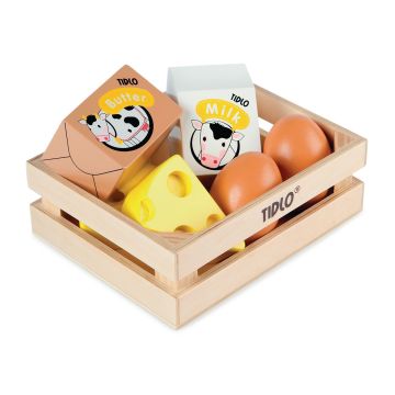 Tidlo Wooden Food Crate - Eggs and Dairy
