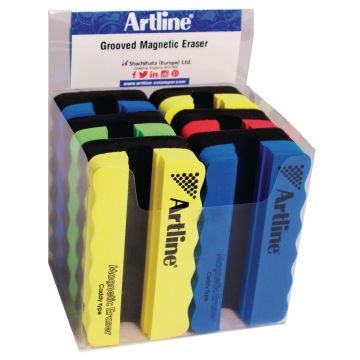Grooved Artline Magnetic Board Eraser Assorted - Pack of 6