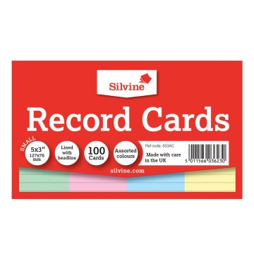 Record 5 x 3" 100 Cards - Pack of 100
