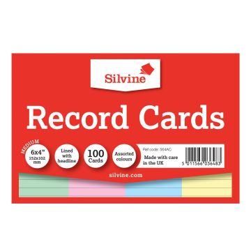 Record 6 x 4" 100 Cards - Pack of 100