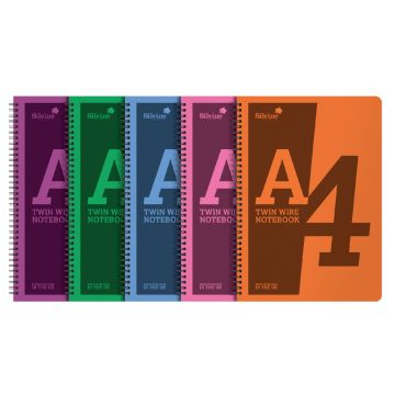 Silvine Twin Wire Polyprop Notebooks - A4 - Pack of 5