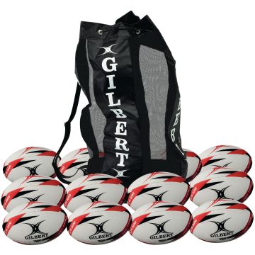 Gilbert G-TR3000 Trainer Rugby Ball - Size 3 - White/Red - Pack of 12