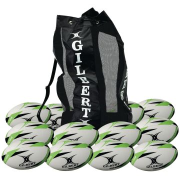 Gilbert G-TR3000 Trainer Rugby Ball - Size 4 - White/Green - Pack of 12