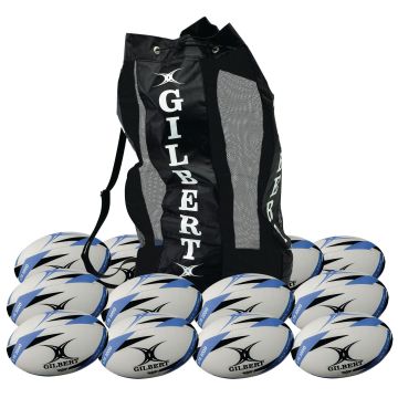 Gilbert G-TR3000 Trainer Rugby Ball - Size 5 - White/Blue - Pack of 12