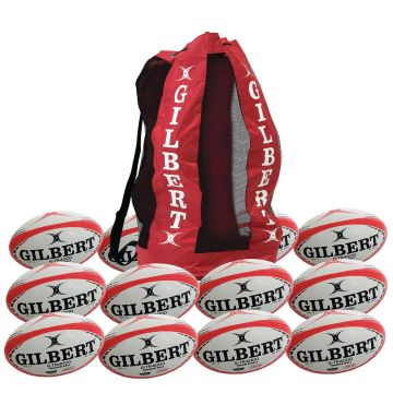 Gilbert G-TR3000 Trainer Rugby Ball - Size 4 - White/Red - Pack of 12