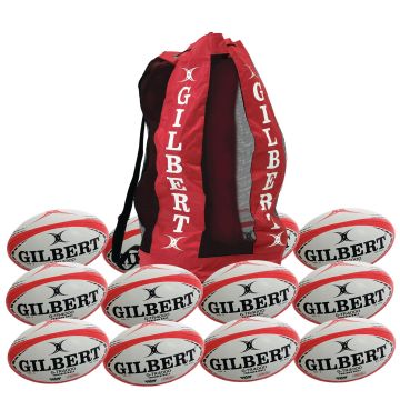 Gilbert G-TR3000 Trainer Rugby Ball - Size 5 - White/Red - Pack of 12