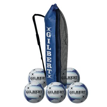 Gilbert Eclipse Match Netball - Size 4 - White/Blue - Pack of 5