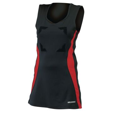 Gilbert Eclipse Netball Dress with Hook & Loop - Black/Red - Size 10