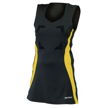 Gilbert Eclipse Netball Dress with Hook & Loop - Black/Gold - Size 18