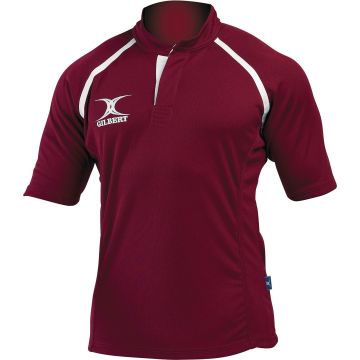 Gilbert Xact Plain Rugby Shirt - Maroon - 7-8 Years