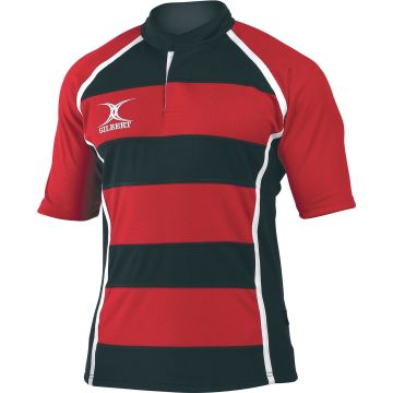 Gilbert Xact Hooped Rugby Shirt - Red/Black - 9-10 Years