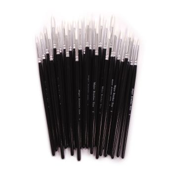 Pro Arte Polar White Nylon Brushes - Round - Assorted Sizes - Pack of 30