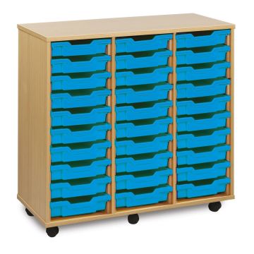 30 Shallow Tray Unit - Cyan Trays