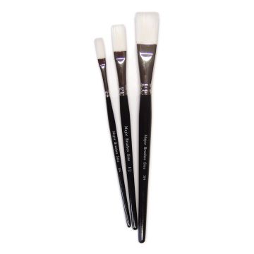 White Synthetic Sable Brushes - Flat - Size 10 (1/2") - Pack of 10