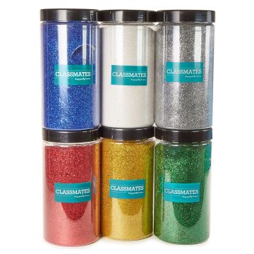 Classmates 1kg Glitter Tubs With Scoop - Assorted - Pack of 6