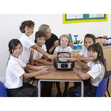 Group Listener With 6 Lightweight Headphones 