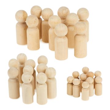 Wooden Peg People Collection - Small Medium and Large