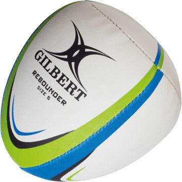 Gilbert Rebounder Rugby Ball - Size 5 - White/Green/Blue
