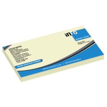 Powernotes Sticky Notes Yellow 75 x 125 - Pack of 12