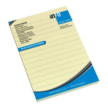 Sticky Notes Lined Yellow 100 x 150 - Pack of 12