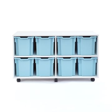 8 Jumbo White Open Unit - Blue Trays