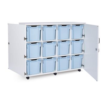 12 Jumbo White With Doors Blue Trays - With Doors