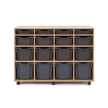 16 Variety Oak Unit Open Grey Trays