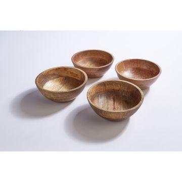 Natural Wooden Bowls - Pack of 4 