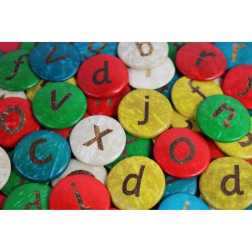 Lowercase Alphabet Coconut Shells - Pack of 52