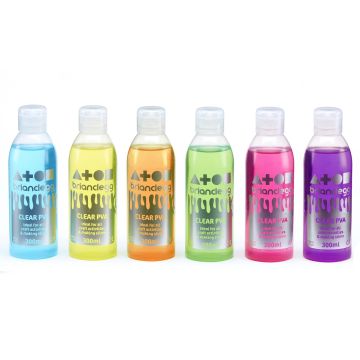 Brian Clegg Coloured Clear PVA - Assorted - Pack of 6