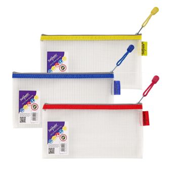 Snopake EVA Mesh Zippa-Bags Pencil Case - Assorted - Pack of 3