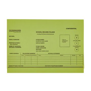Classmates Record Folder A4 - Green - Pack of 10