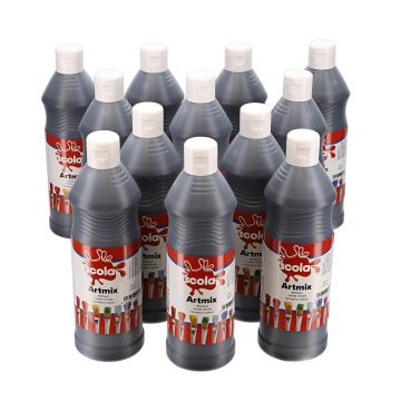 Scola Artmix Ready Mixed Paint - 600ml - Black - Pack of 12