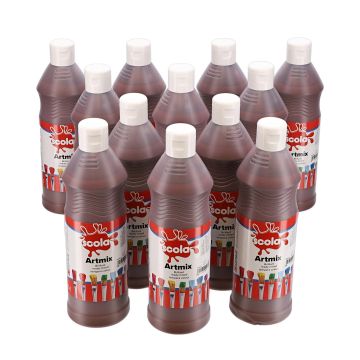 Scola Artmix Ready Mixed Paint - 600ml - Burnt Umber - Pack of 12
