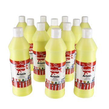 Scola Artmix Ready Mixed Paint - 600ml - Lemon Yellow - Pack of 12