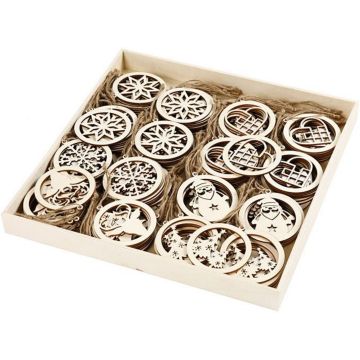 Wooden Christmas Decorations - Pack of 144