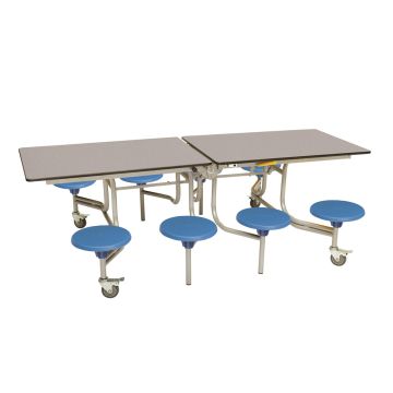 Secondary Rectangular 8 Seat Table Grey Top Blue Seat