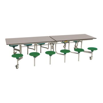 Secondary Rectangular 12 Seater Dining Tables - Green Seat/Grey Top