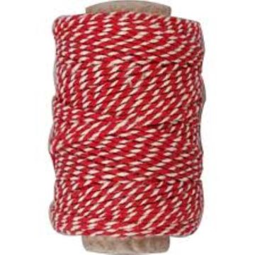 Cotton Cord - Red and White - 50m
