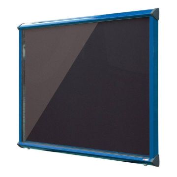 Shield Interior Showcase Blue Frame 575 x 712mm - Black