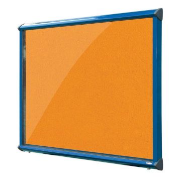 Shield Interior Showcase Blue Frame 575 x 712mm - Orange